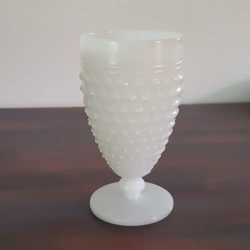 Vintage Hobnail Milk Glass Goblet